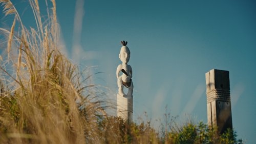 A pou at on the Kaikōura coastline